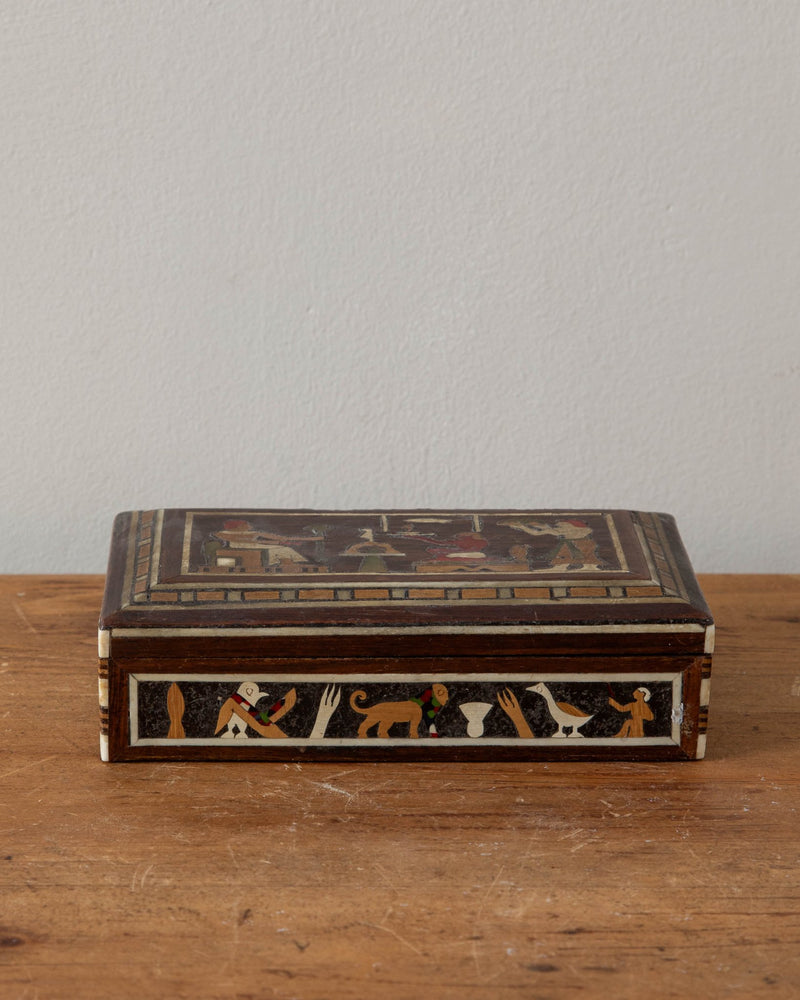 Egyptian Revival Marquetry Trinket Box - Lone Fox