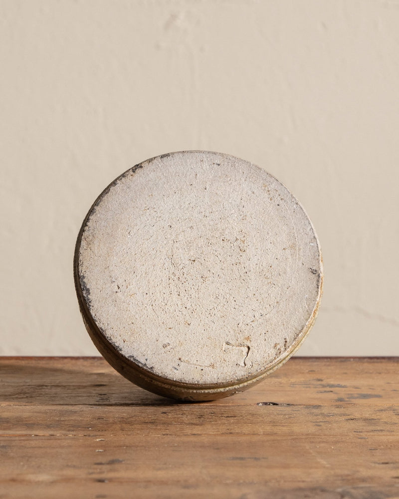 Embossed Green Round Studio Pottery Vase, 1970's - Lone Fox