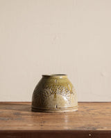 Embossed Green Round Studio Pottery Vase, 1970's - Lone Fox