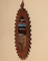 Embossed Leather Oval Hanging Mirror, 1970's - Lone Fox