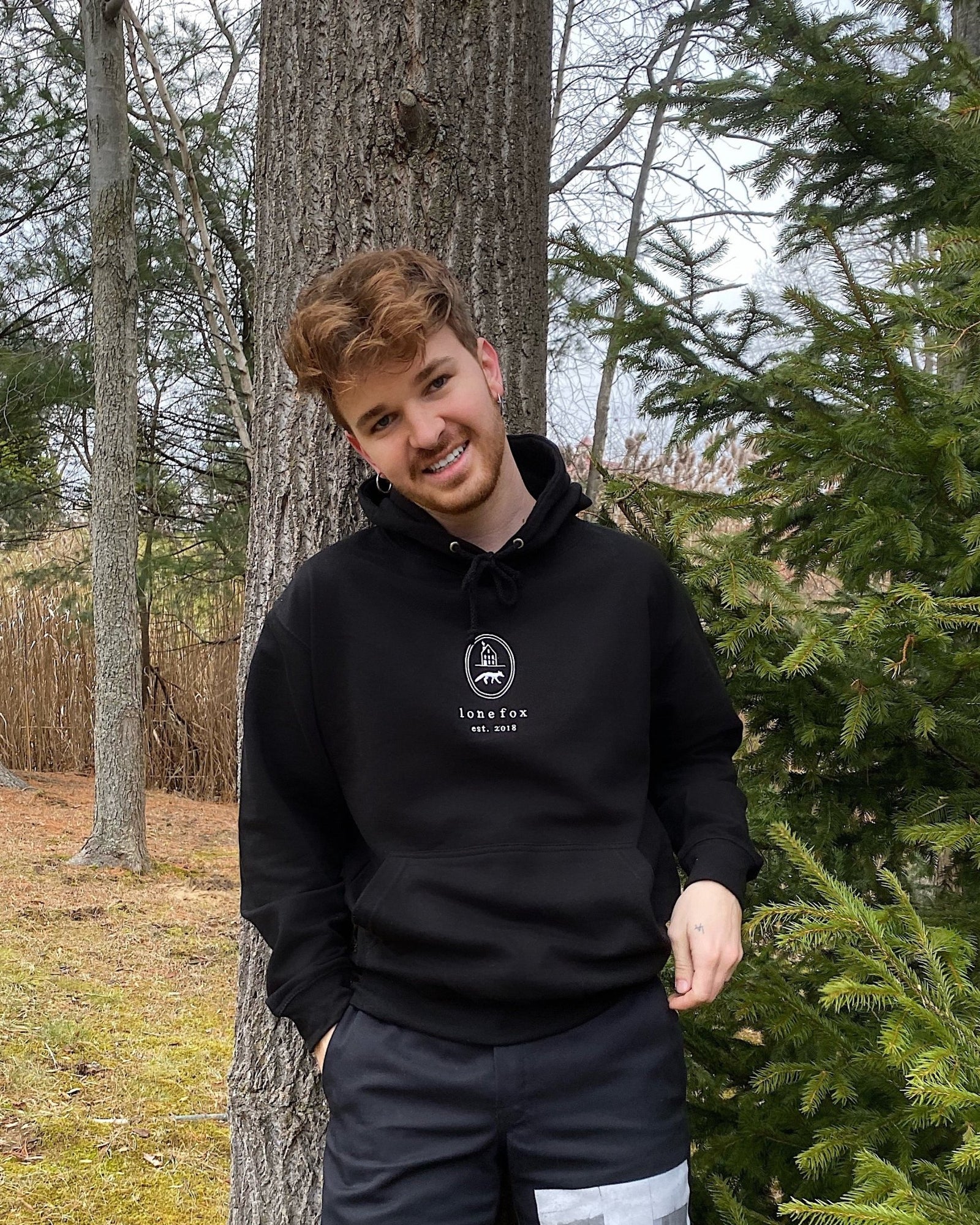Embroidered Logo Hoodie - Black – Lone Fox