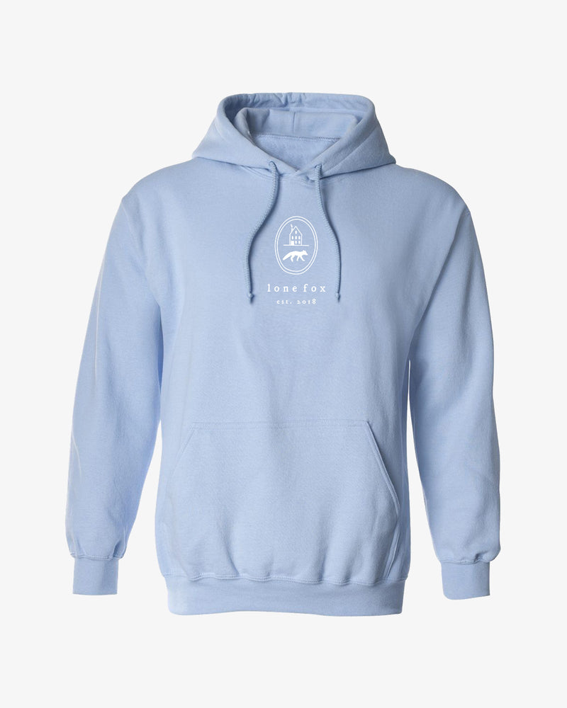 Embroidered Logo Hoodie - Soft Blue - Lone Fox