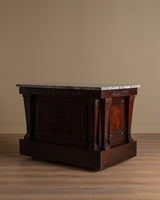 Empire Style Carved Mahogany & Marble Counter / Island, France, 1900's - Lone Fox