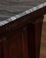 Empire Style Carved Mahogany & Marble Counter / Island, France, 1900's - Lone Fox