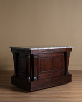 Empire Style Carved Mahogany & Marble Counter / Island, France, 1900's - Lone Fox