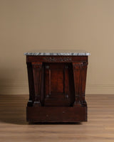 Empire Style Carved Mahogany & Marble Counter / Island, France, 1900's - Lone Fox