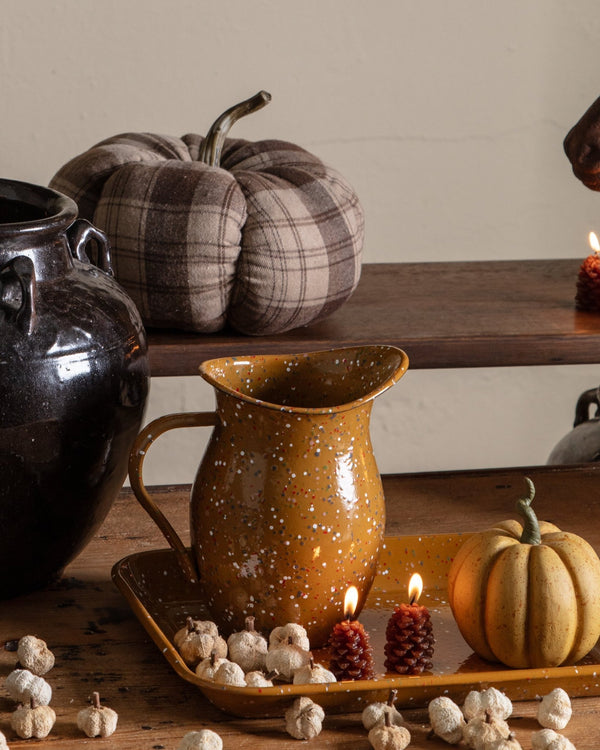 Enameled Splatterware Pitcher in Mustard - Lone Fox
