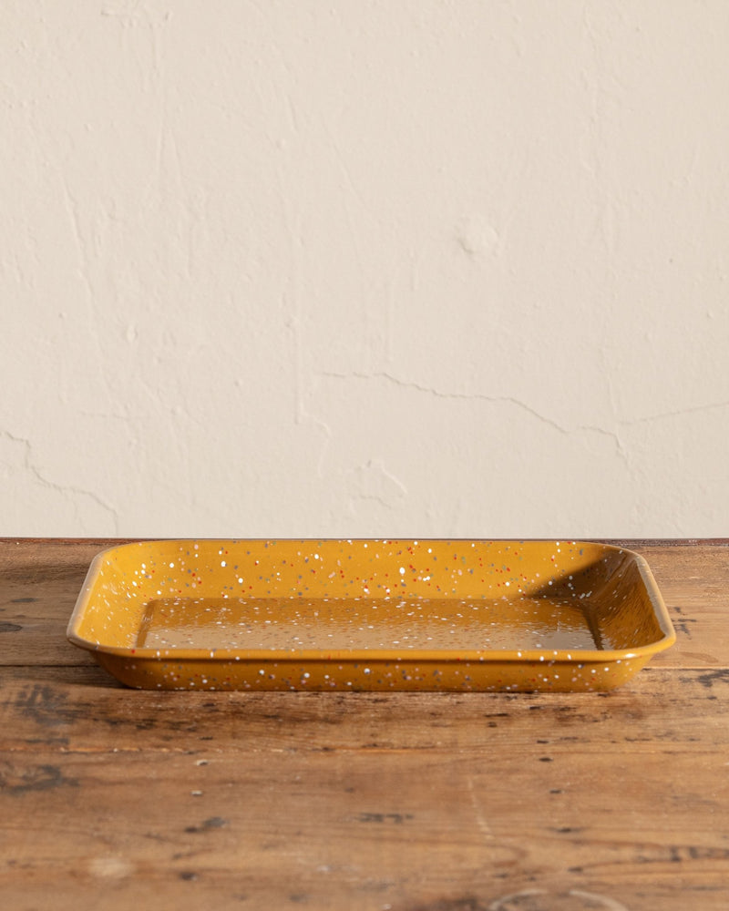 Enameled Splatterware Tray in Mustard - Lone Fox