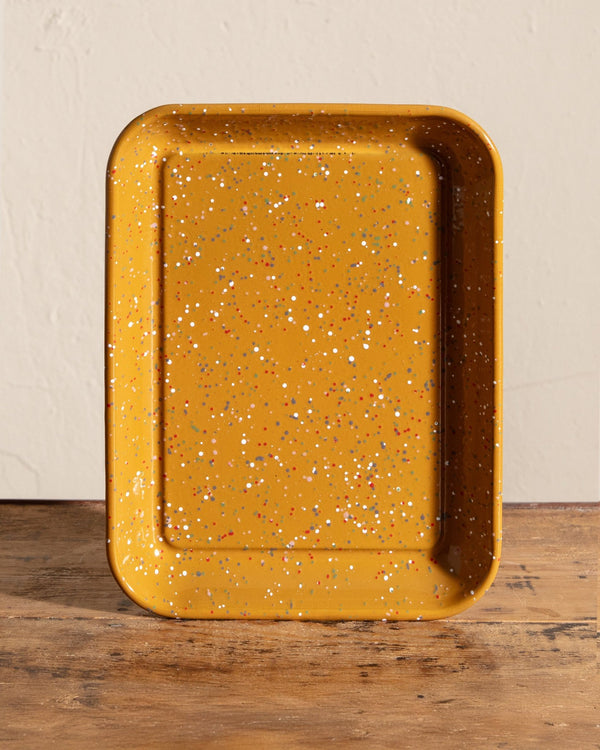 Enameled Splatterware Tray in Mustard - Lone Fox