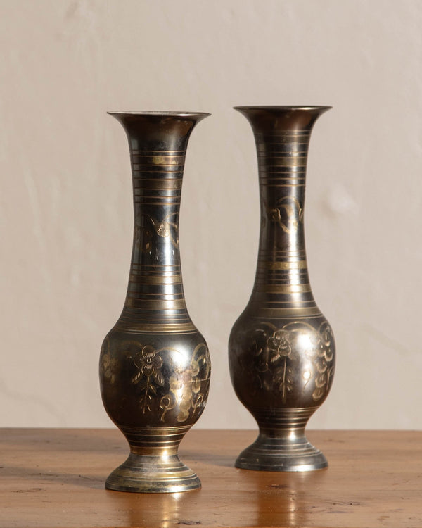 Engraved Bronze Vases (Set of 2) - Lone Fox