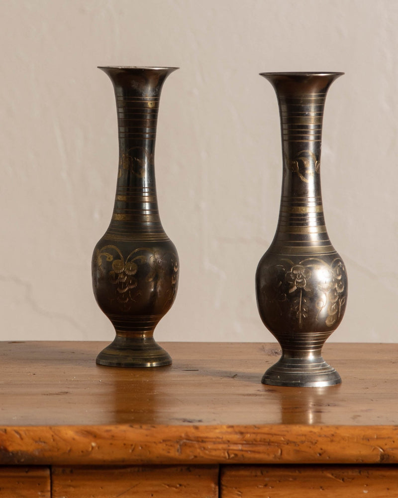 Engraved Bronze Vases (Set of 2) - Lone Fox