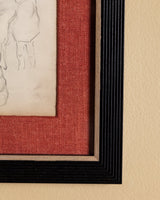 Equestrian Horse Pencil Sketch with Red Linen Mat, France, 1930s - Lone Fox