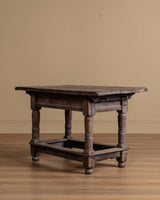 European Baroque Table w/ Single Drawer and Box Stretcher, 18th Century - Lone Fox