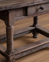 European Baroque Table w/ Single Drawer and Box Stretcher, 18th Century - Lone Fox