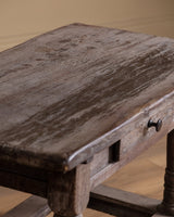 European Baroque Table w/ Single Drawer and Box Stretcher, 18th Century - Lone Fox