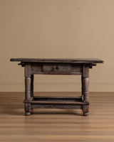 European Baroque Table w/ Single Drawer and Box Stretcher, 18th Century - Lone Fox