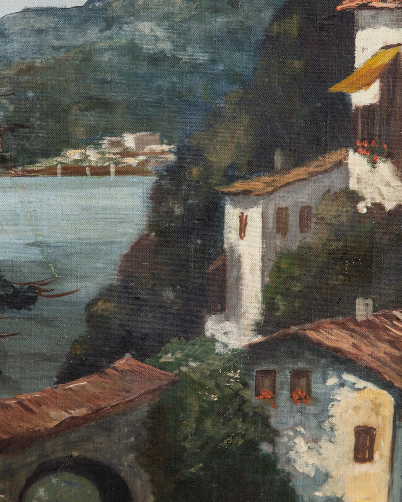 European Coastal Landscape Oil Painting in Kiwi Gilt Frame - Lone Fox