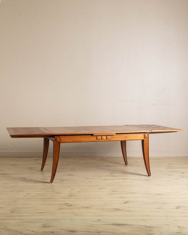 Expanding Oak Parquet Dining Table Manner of Andre Arbus, France, 1940's - Lone Fox