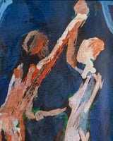 Expressionist Dancing Figures Oil Painting, 1960's - Lone Fox