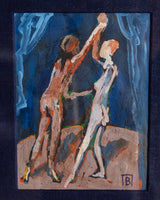 Expressionist Dancing Figures Oil Painting, 1960's - Lone Fox