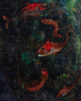 Expressionist Fish in a Bowl Oil Painting, Europe, 1970's - Lone Fox