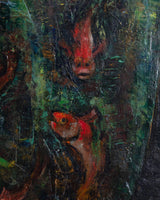 Expressionist Fish in a Bowl Oil Painting, Europe, 1970's - Lone Fox