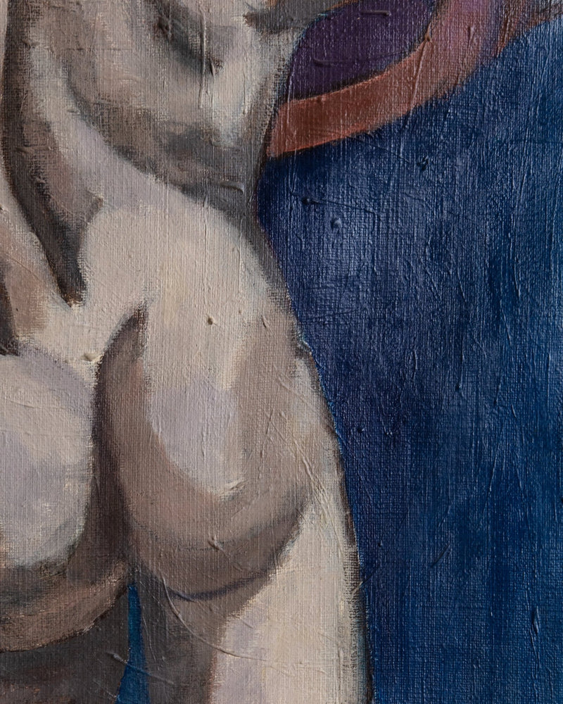 Expressionist Male Portait Oil Painting, Denmark, 1950's - Lone Fox