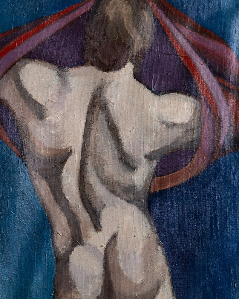 Expressionist Male Portait Oil Painting, Denmark, 1950's - Lone Fox