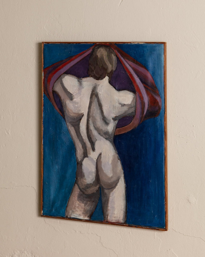 Expressionist Male Portait Oil Painting, Denmark, 1950's - Lone Fox