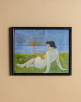 Expressionist Nude at Sunset Oil Painting by Emil Dyrberg Petersen, Denmark, 1950s - Lone Fox