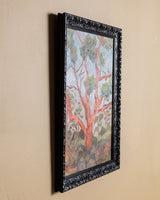Expressionist Red Tree Oil Painting in Lacquered Frame, Spain, 1980s - Lone Fox