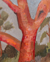 Expressionist Red Tree Oil Painting in Lacquered Frame, Spain, 1980s - Lone Fox