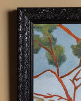 Expressionist Red Tree Oil Painting in Lacquered Frame, Spain, 1980s - Lone Fox