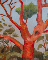 Expressionist Red Tree Oil Painting in Lacquered Frame, Spain, 1980s - Lone Fox