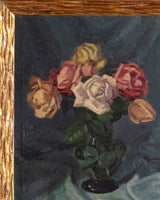 Expressionist Rose Bouqet Still Life Oil Painting, France, 1960's - Lone Fox