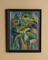 Expressionist Yellow Sunflowers Impasto Oil Painting, Italy, 1940s - Lone Fox