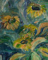 Expressionist Yellow Sunflowers Impasto Oil Painting, Italy, 1940s - Lone Fox