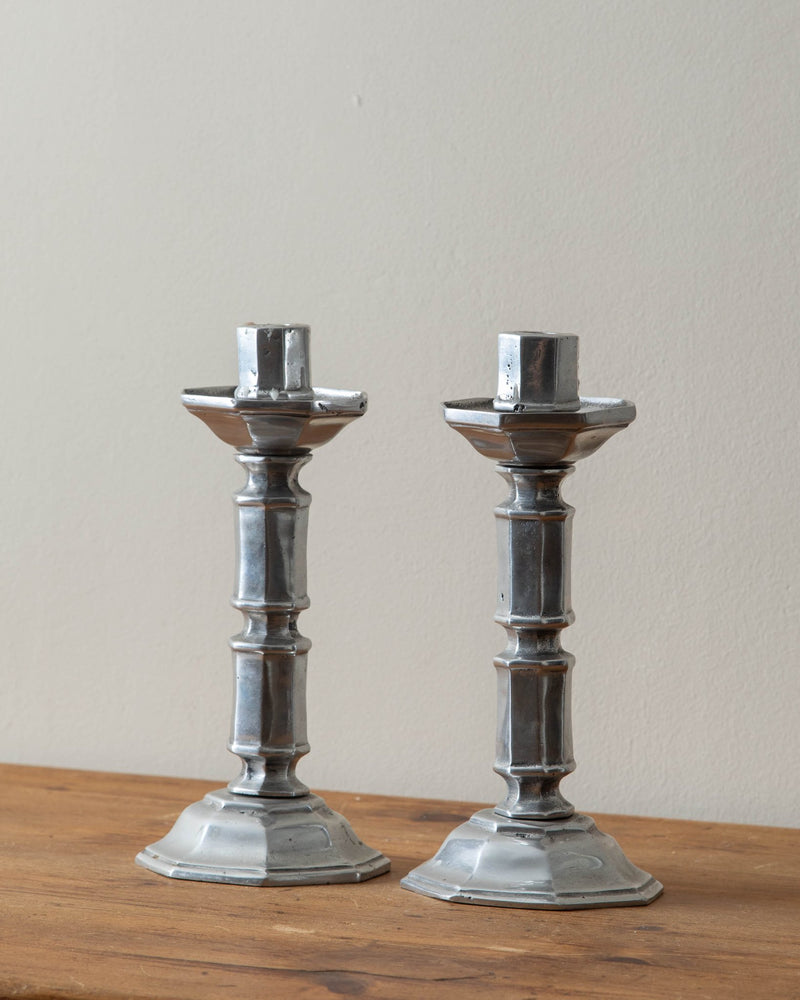 Faceted Pewter Candle Holders (Set of 2) - Lone Fox