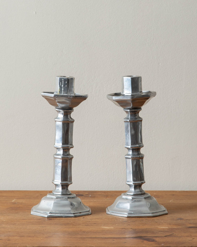 Faceted Pewter Candle Holders (Set of 2) - Lone Fox