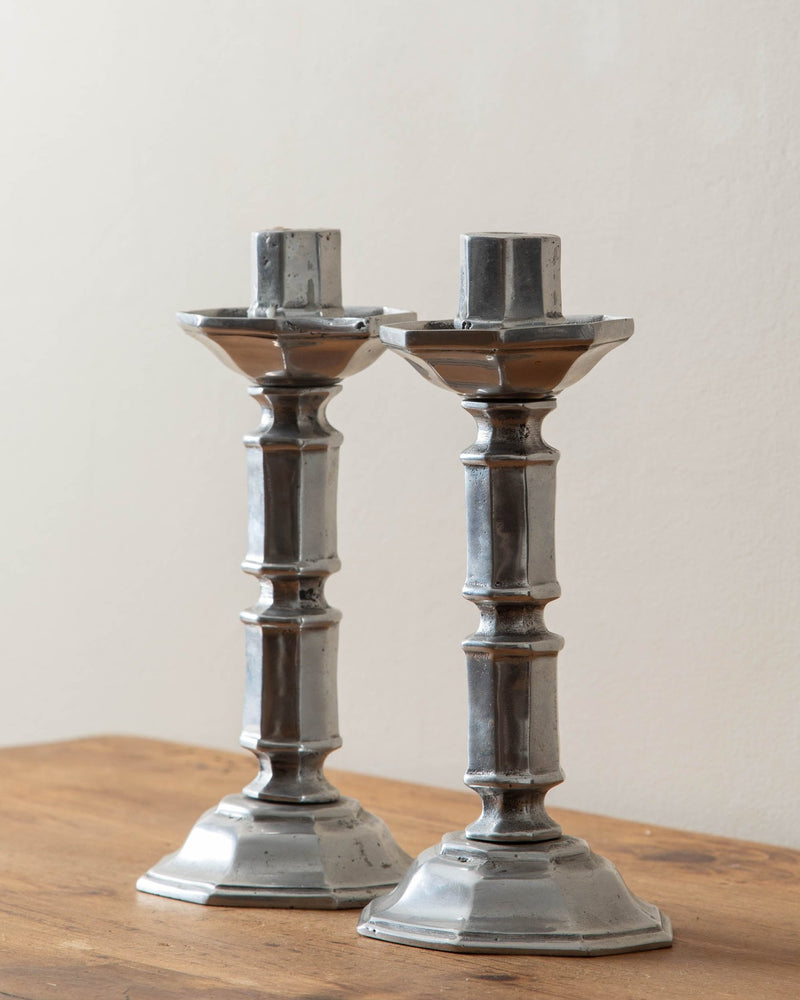 Faceted Pewter Candle Holders (Set of 2) - Lone Fox