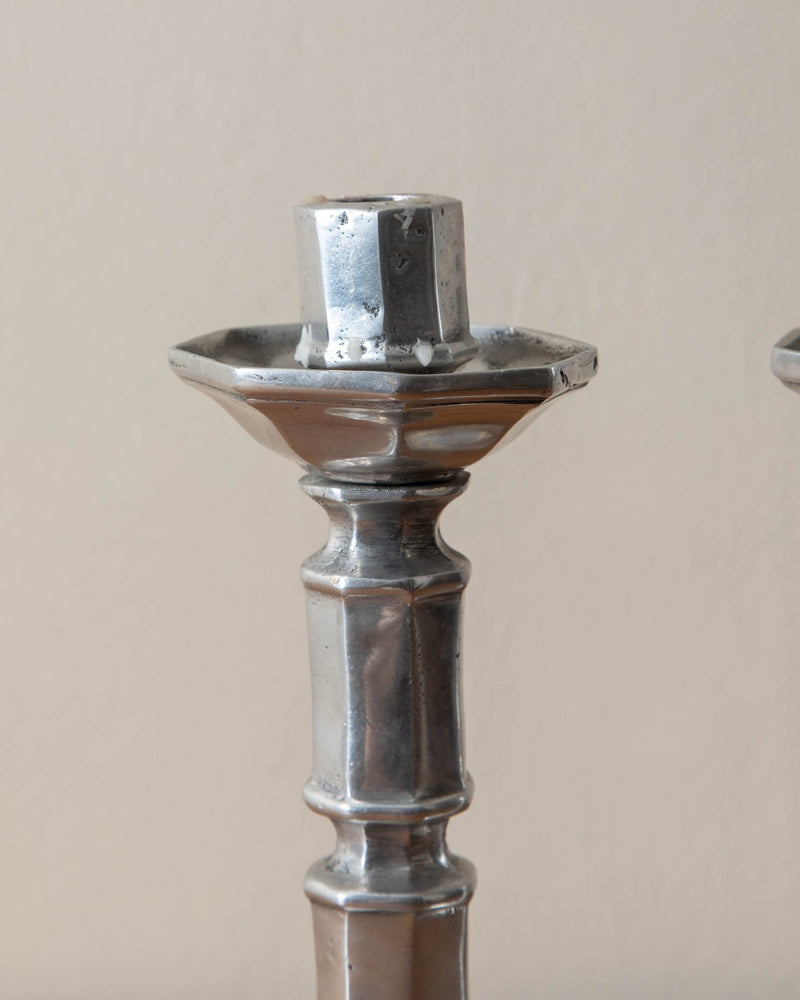 Faceted Pewter Candle Holders (Set of 2) - Lone Fox