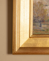 Farm Landscape Oil Painting by Theodore Cunningham, Early 20th Century - Lone Fox