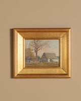 Farm Landscape Oil Painting by Theodore Cunningham, Early 20th Century - Lone Fox