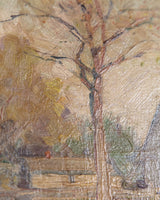 Farm Landscape Oil Painting by Theodore Cunningham, Early 20th Century - Lone Fox