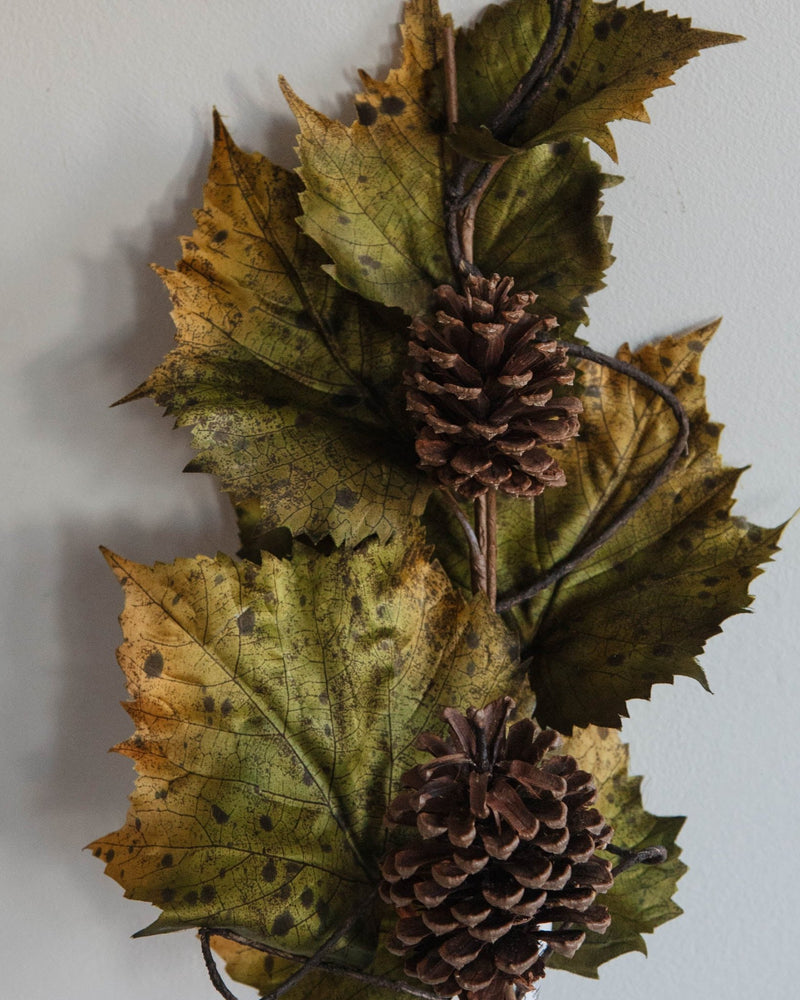 Faux Grape Leaves & Pinecone Stem - Lone Fox