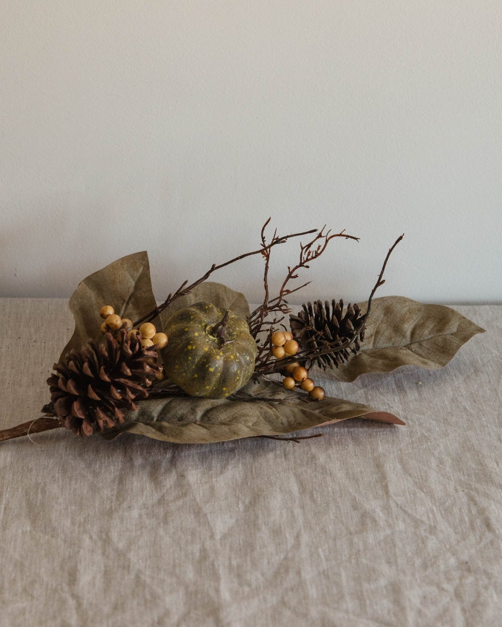 Faux Magnolia Leaves & Pumpkin Stem - Lone Fox