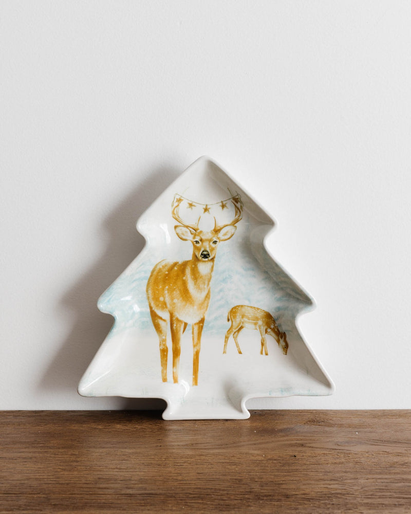 Fawn Tree Shaped Cookie Plate - Lone Fox