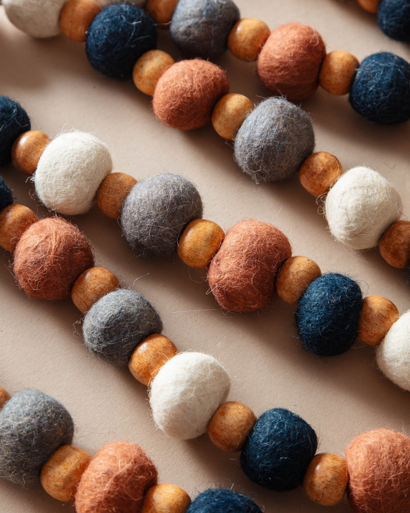 Felt Ball & Wood Bead Garland - Lone Fox