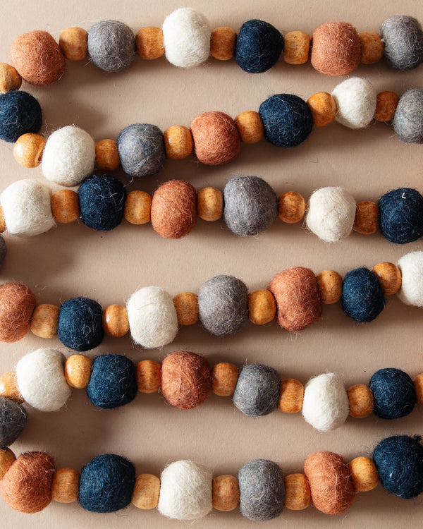 Felt Ball & Wood Bead Garland - Lone Fox