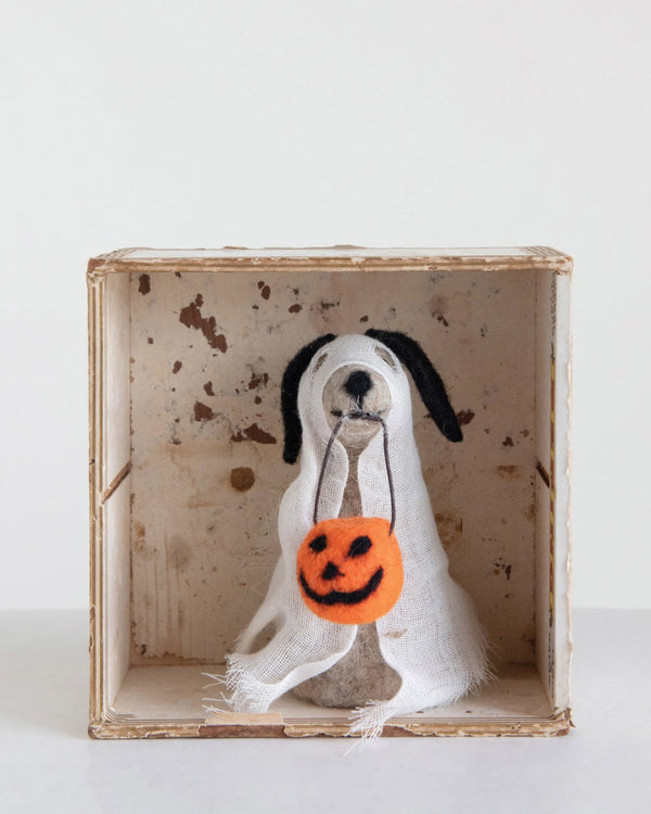 Felted Wool Trick - or - Treat Dog - Lone Fox